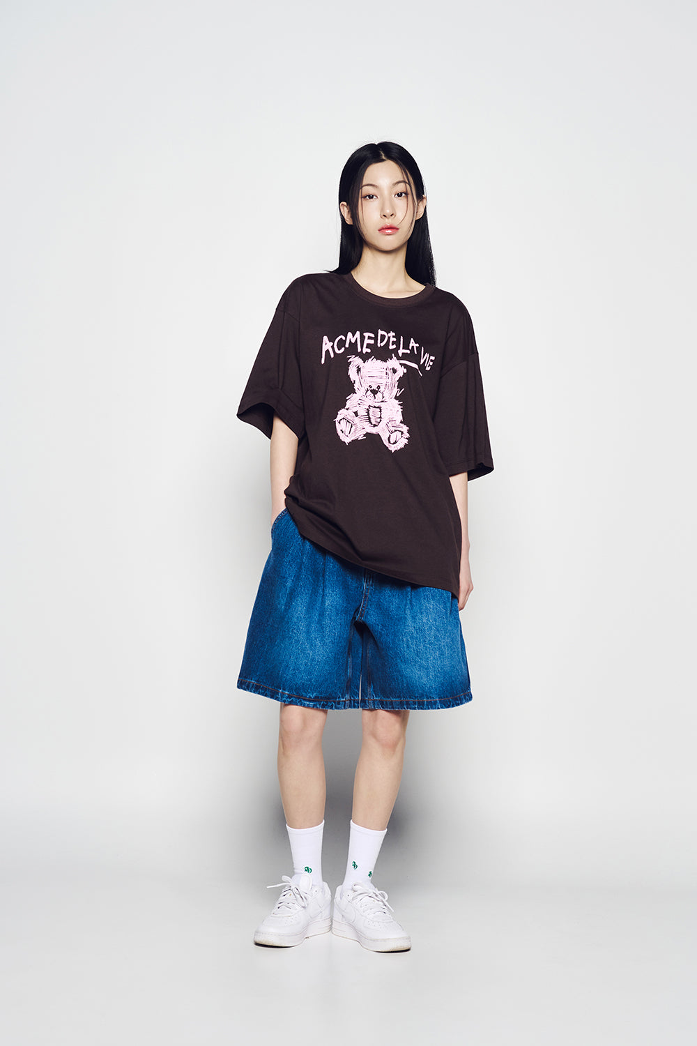 DRAWING BEAR SHORT SLEEVE T-SHIRT DARK BROWN