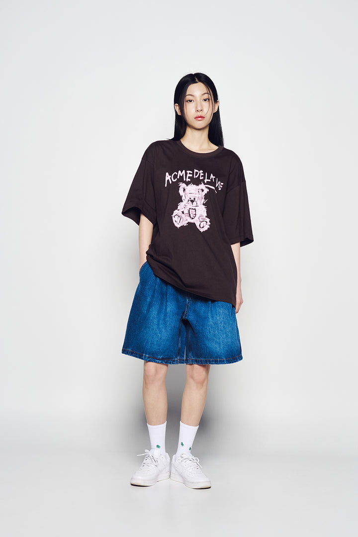 DRAWING BEAR SHORT SLEEVE T-SHIRT DARK BROWN