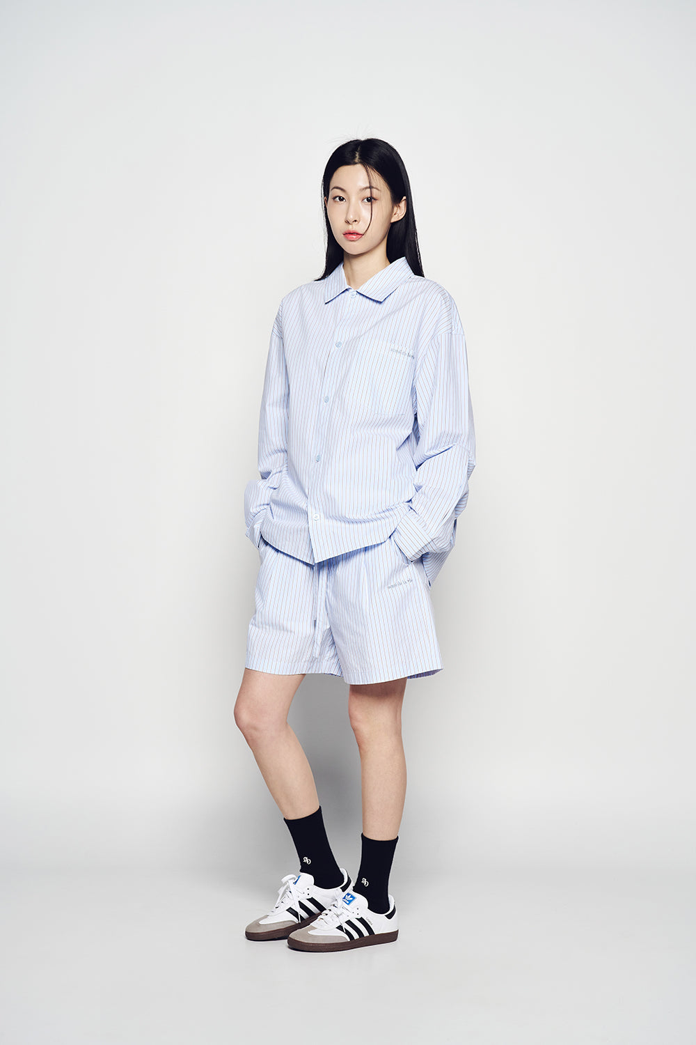 STRIPE SET-UP LOOSE FIT SHIRTS BLUE