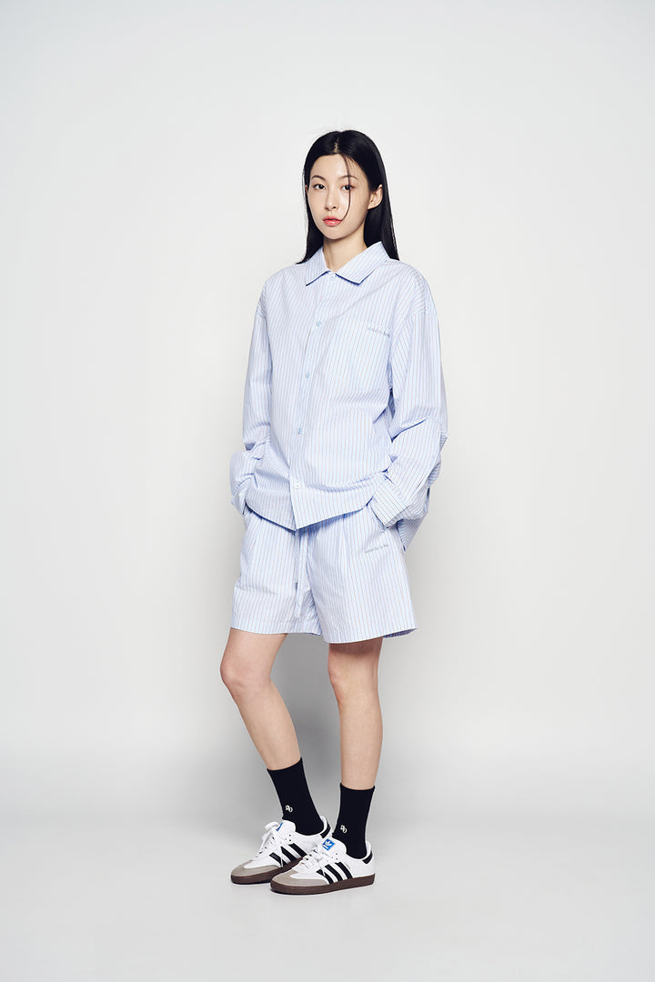 STRIPE SET-UP LOOSE FIT SHIRTS BLUE