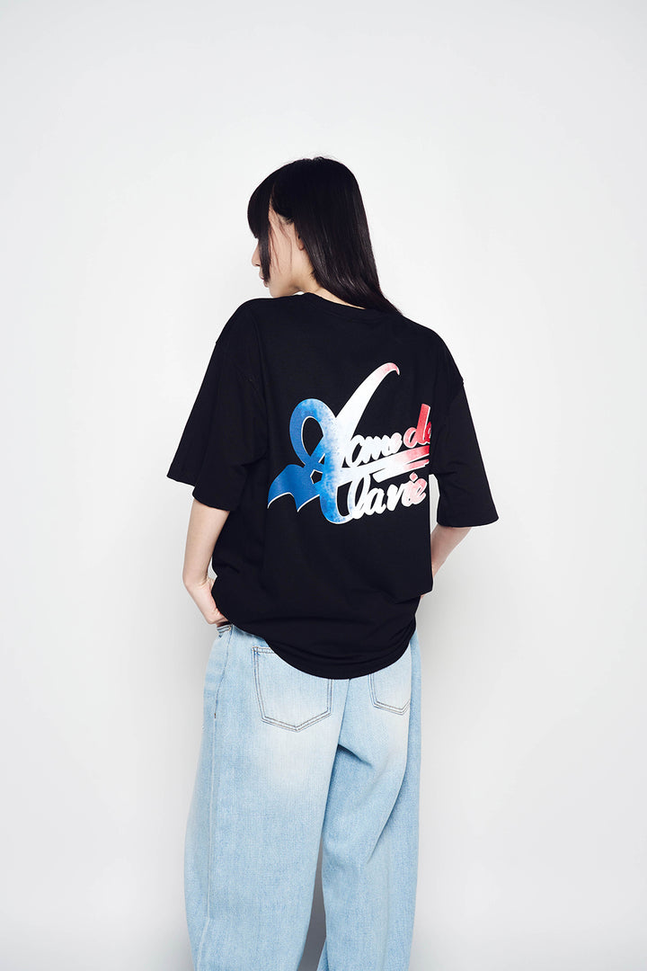 FRENCH SCRIPT LOGO SHORT SLEEVE T-SHIRT BLACK