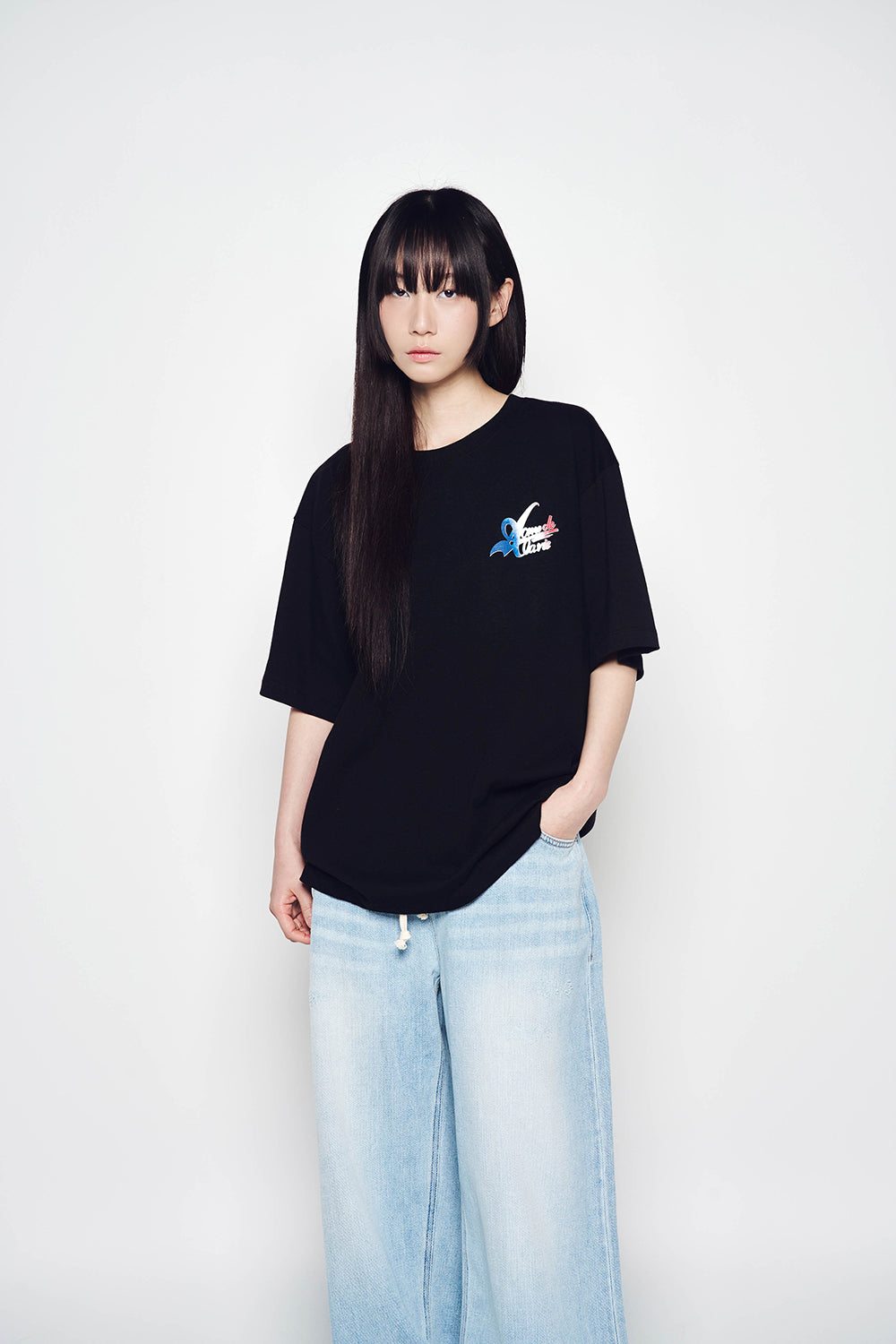 FRENCH SCRIPT LOGO SHORT SLEEVE T-SHIRT BLACK
