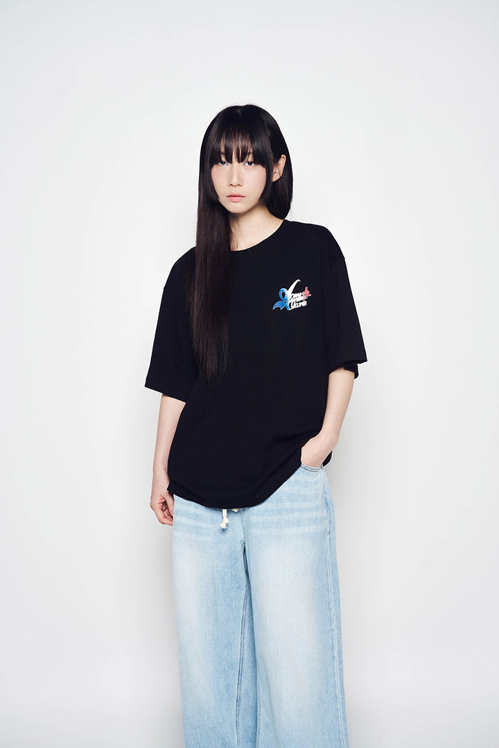 FRENCH SCRIPT LOGO SHORT SLEEVE T-SHIRT BLACK