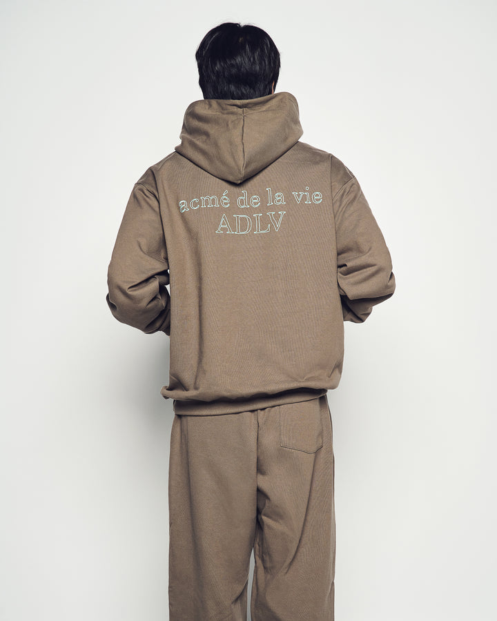 BORDER LINE BASIC LOGO HOODIE COCOA