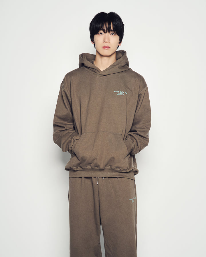 BORDER LINE BASIC LOGO HOODIE COCOA