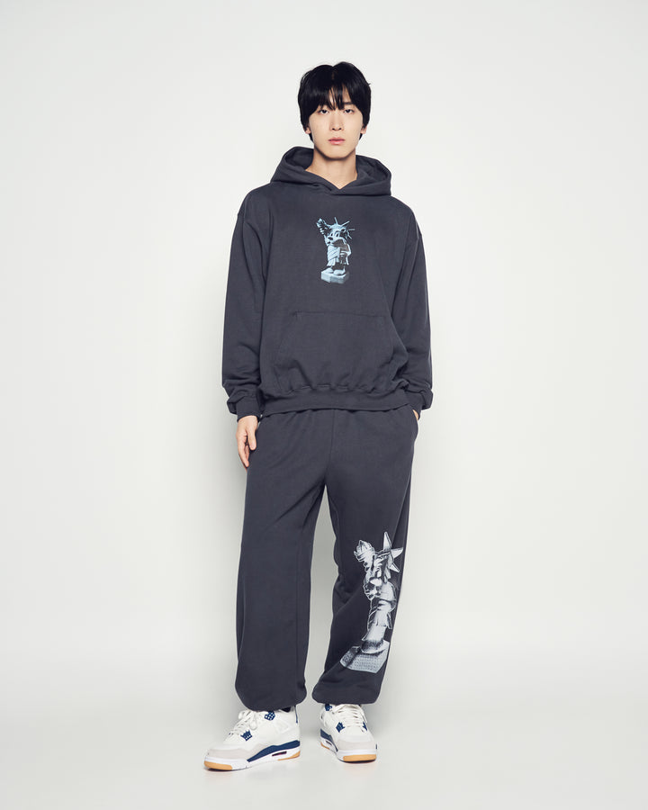 AC BEAR STATUE OF LIBERTY HOODIE CHARCOAL