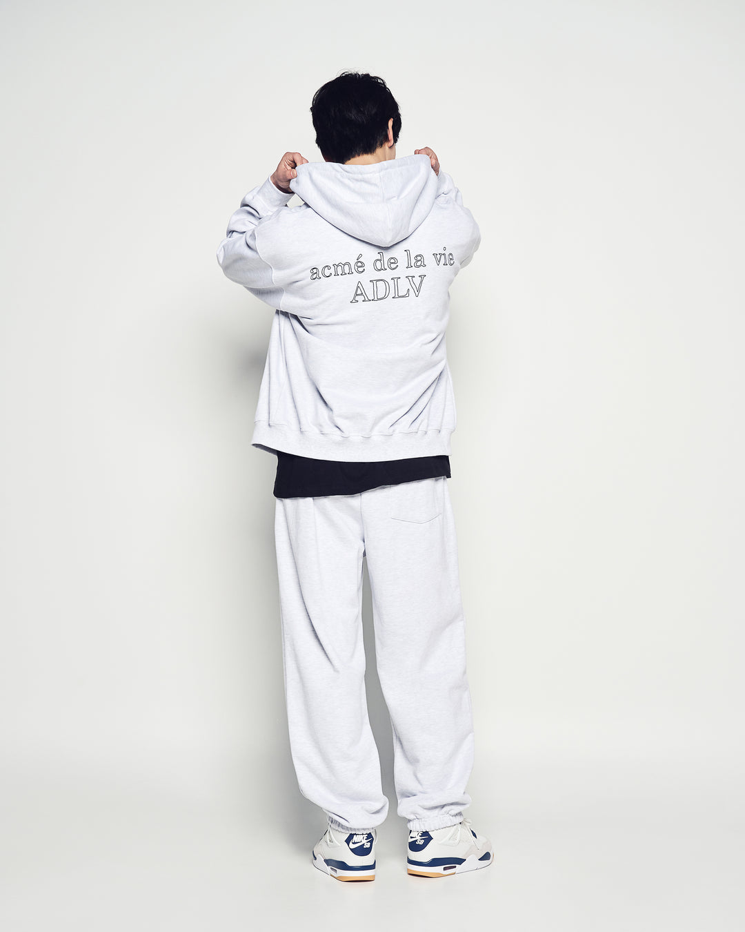 BORDER LINE BASIC LOGO HOODIE ZIP UP MELANGE