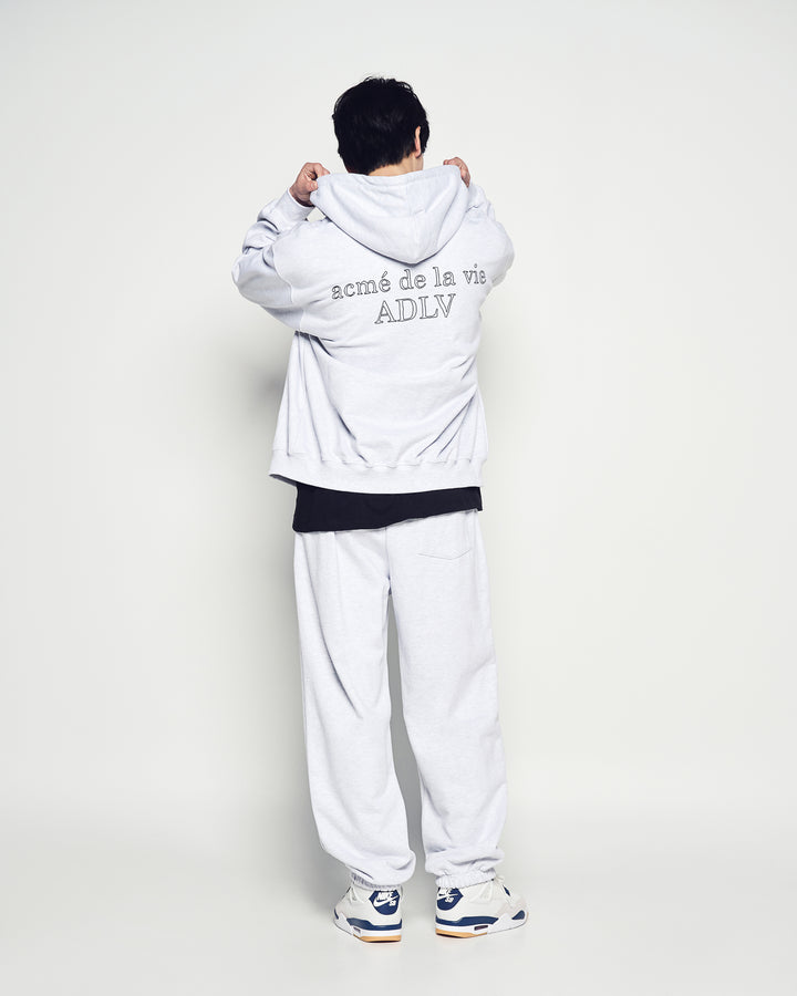 BORDER LINE BASIC LOGO HOODIE ZIP UP MELANGE
