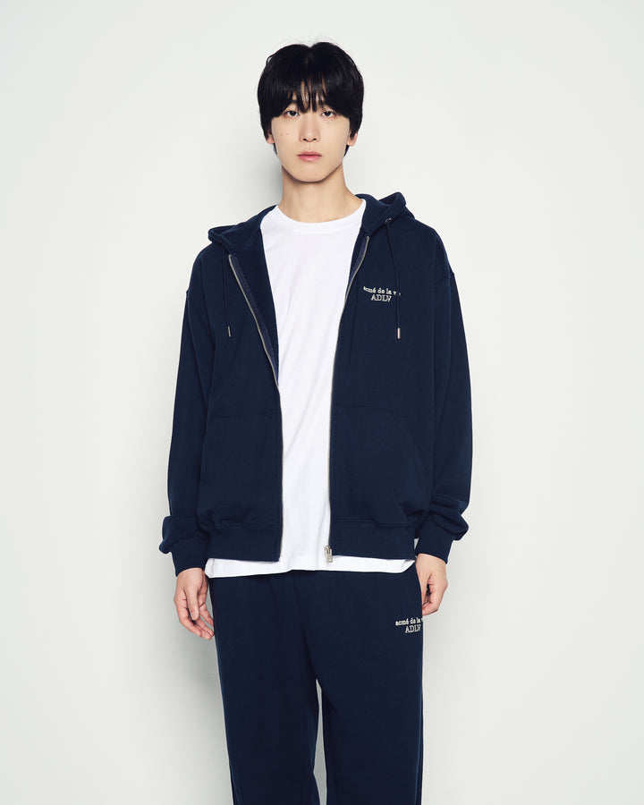 BORDER LINE BASIC LOGO HOODIE ZIP UP DARK NAVY