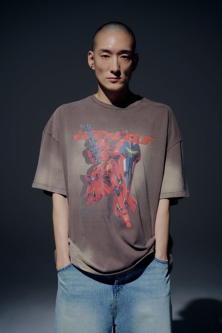 MOBILE SUIT GUNDAM CHAR'S COUNTERATTACK WASHING SHORT SLEEVE T-SHIRT COCOA