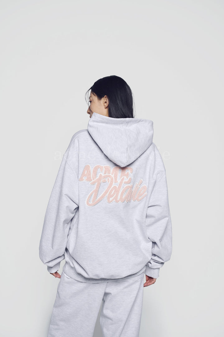 ADLV ROUND SCRIPT BOUCLE LOGO HOODIE GREY