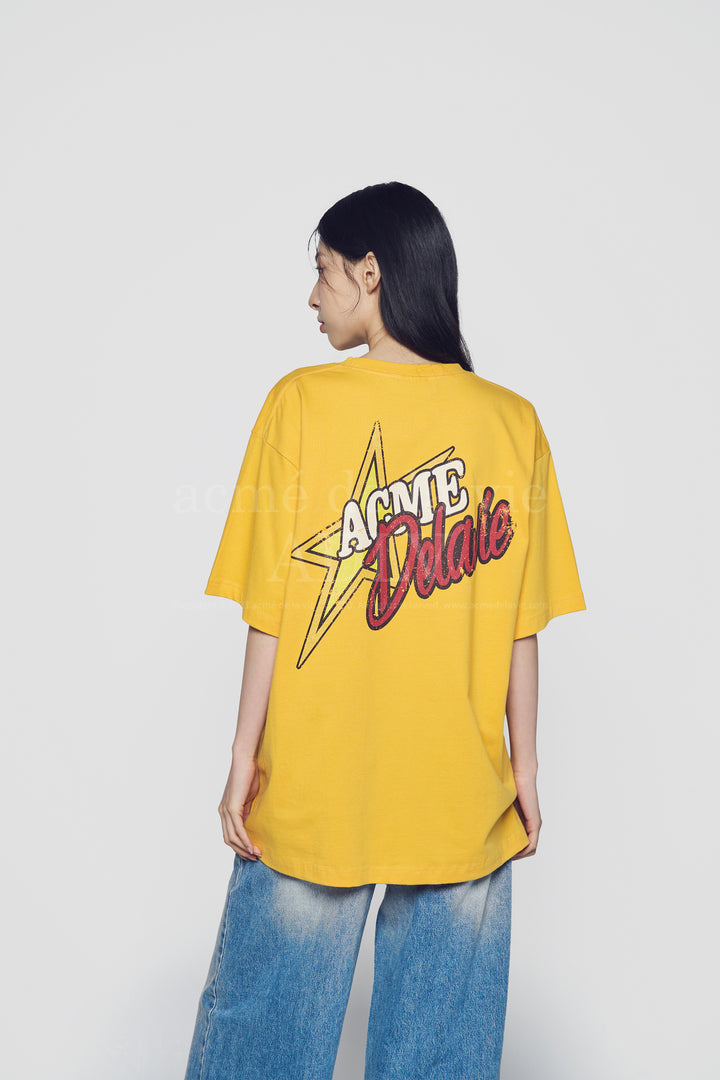 ADLV X HOSHI CRACK STAR LOGO SHORT SLEEVE T-SHIRT YELLOW