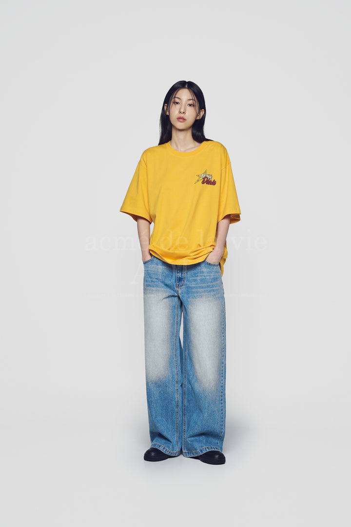 ADLV X HOSHI CRACK STAR LOGO SHORT SLEEVE T-SHIRT YELLOW