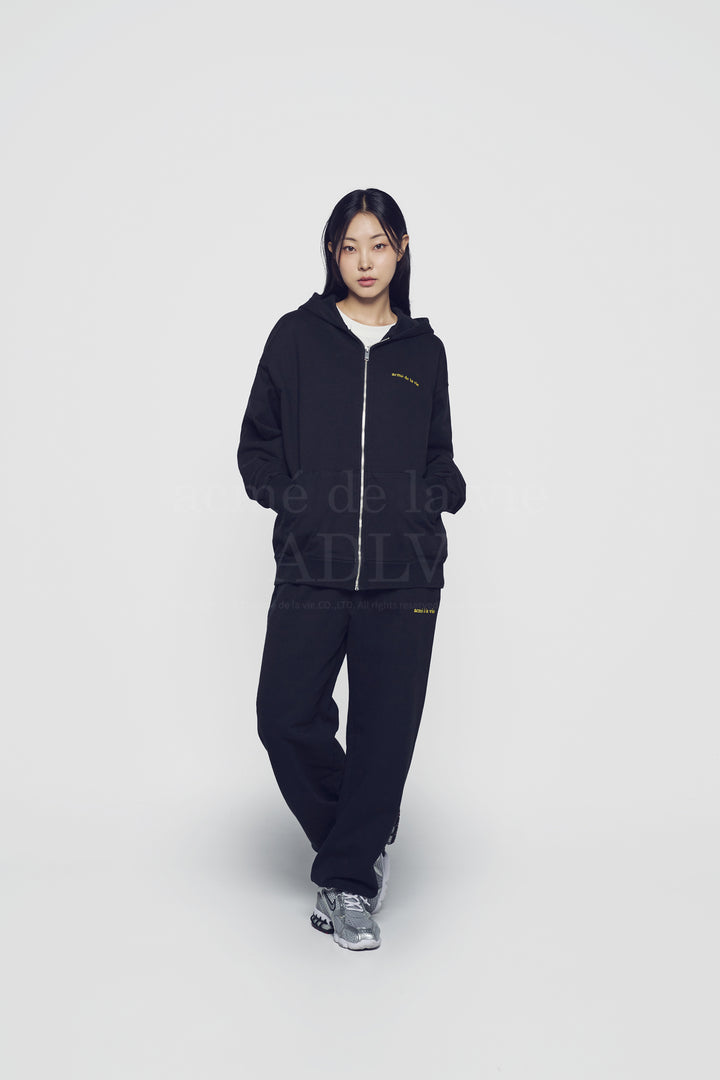 ADLV x HOSHI BASIC BIO WASHING HOODIE ZIP UP BLACK