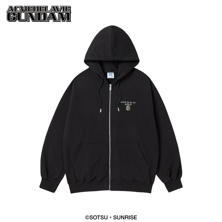 MOBILE SUIT GUNDAM BASIC LOGO HOODIE ZIP UP BLACK