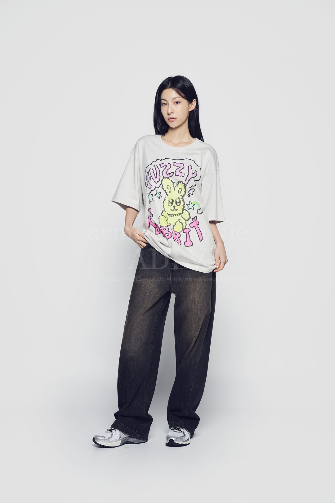 POPSTAR RABBIT SHORT SLEEVE T-SHIRT LIGHT GREY