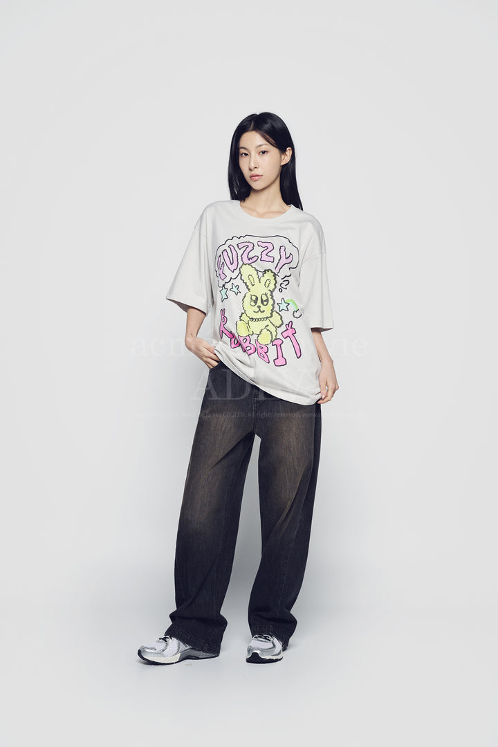 POPSTAR RABBIT SHORT SLEEVE T-SHIRT LIGHT GREY
