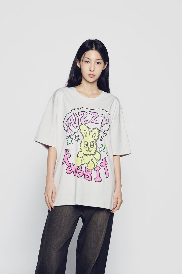 POPSTAR RABBIT SHORT SLEEVE T-SHIRT LIGHT GREY