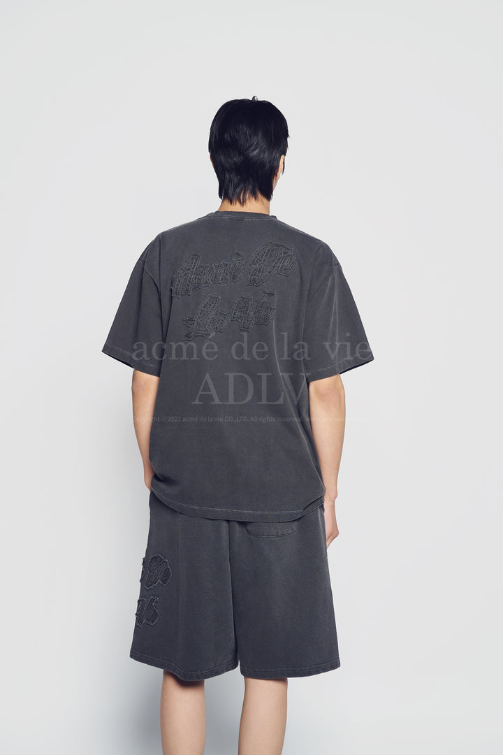 ADLV APPLIQUE LOGO PIGMENT SHORT SLEEVE T-SHIRT CHARCOAL