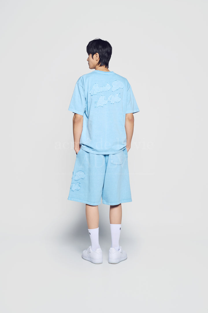 APPLIQUE LOGO PIGMENT SHORT SLEEVE T-SHIRT LIGHT BLUE