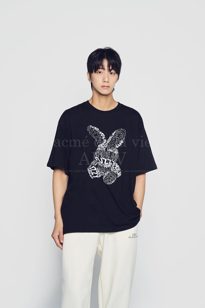 LETTERING RABBIT SHORT SLEEVE T-SHIRT BLACK