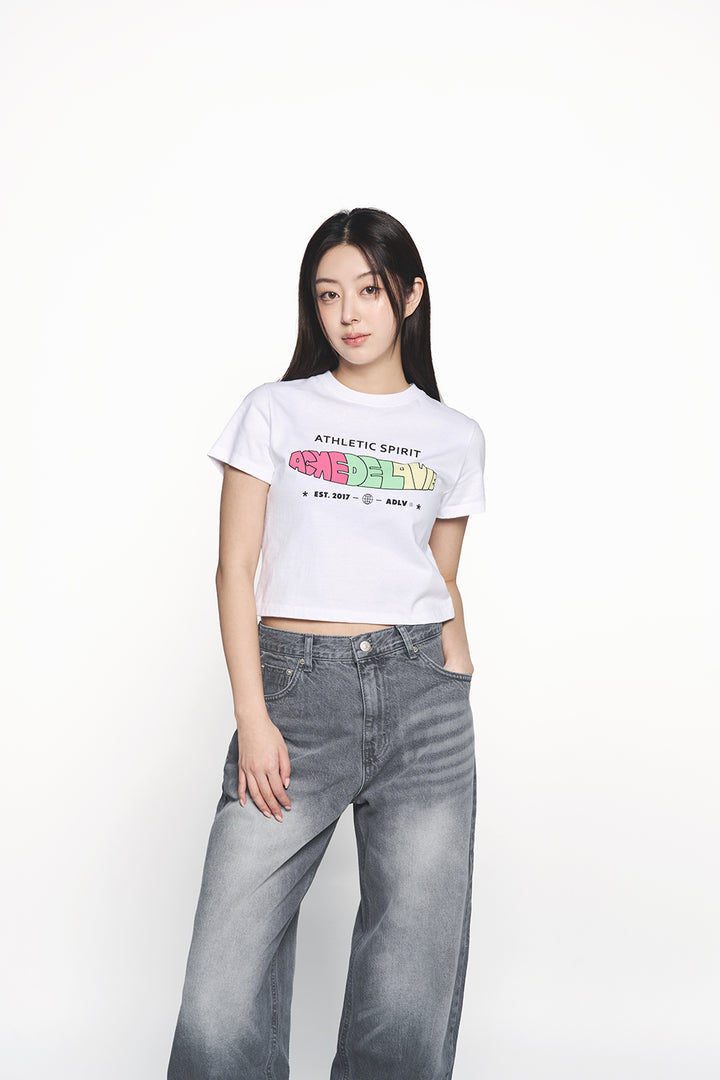 DENIM SET UP WIDE PANTS GRAY
