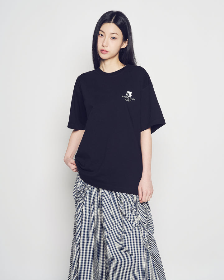 WOMAN CHECK SHIRRING LONG SKIRT BLUE
