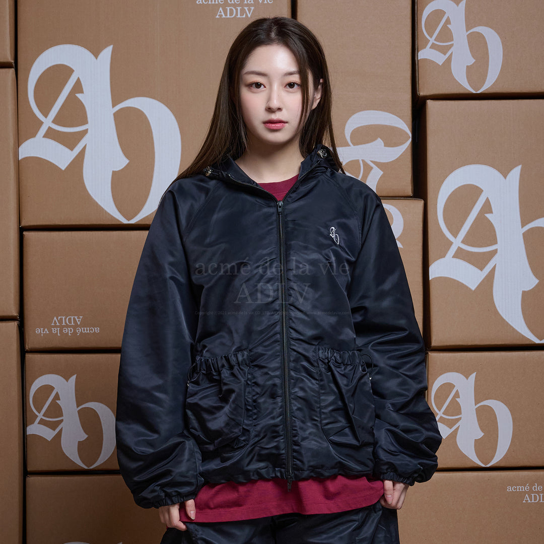 ADLV SYMBOL PUCKERING WINDBREAKER JACKET BLACK