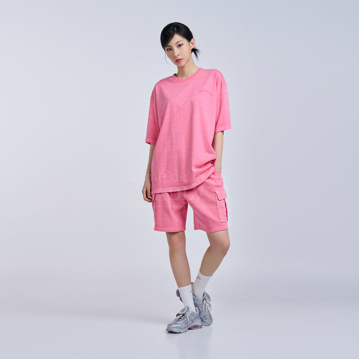 ADLV MIDDLE AGE LOGO PIGMENT WASHING CARGO SHORTS PINK