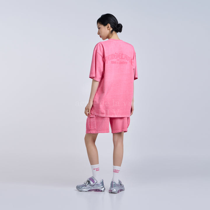 ADLV MIDDLE AGE LOGO PIGMENT WASHING SHORT SLEEVE T-SHIRT PINK