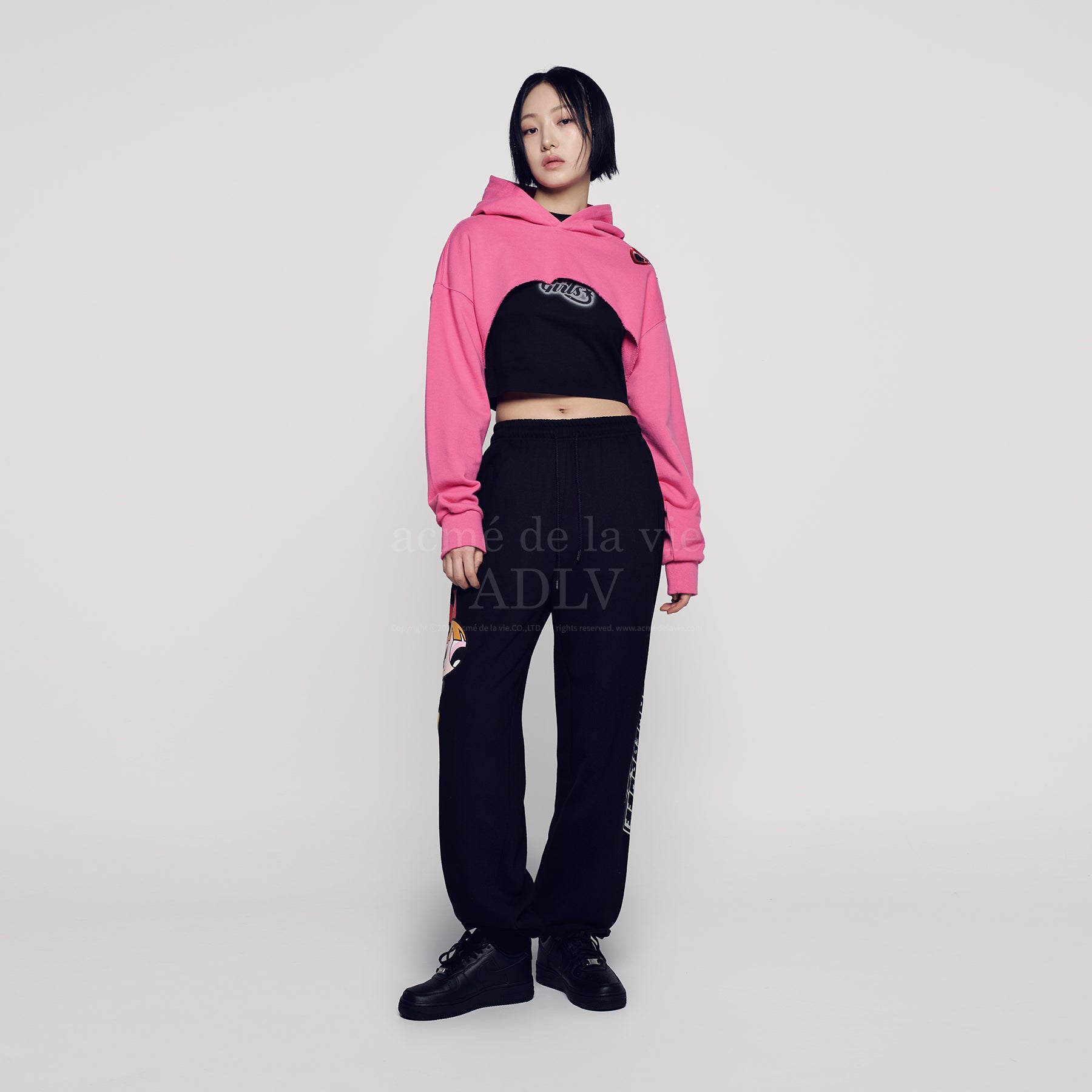 アウターその他 [ADLV]Powerpuff Girls Heart cut-out logo crop hoodie zip-up ADLV x THE POWERPUFF GIRLS HEART CUT-OUT NEEDLEWORK BOLERO