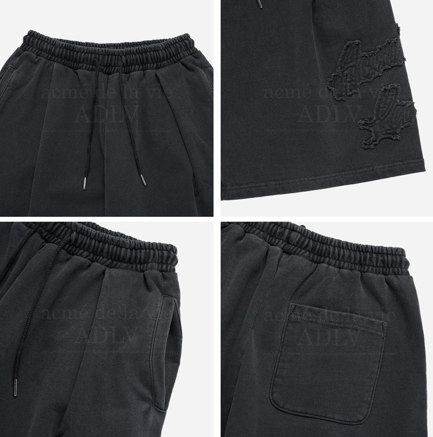 APPLIQUE LOGO PIGMENT SHORT PANTS CHARCOAL