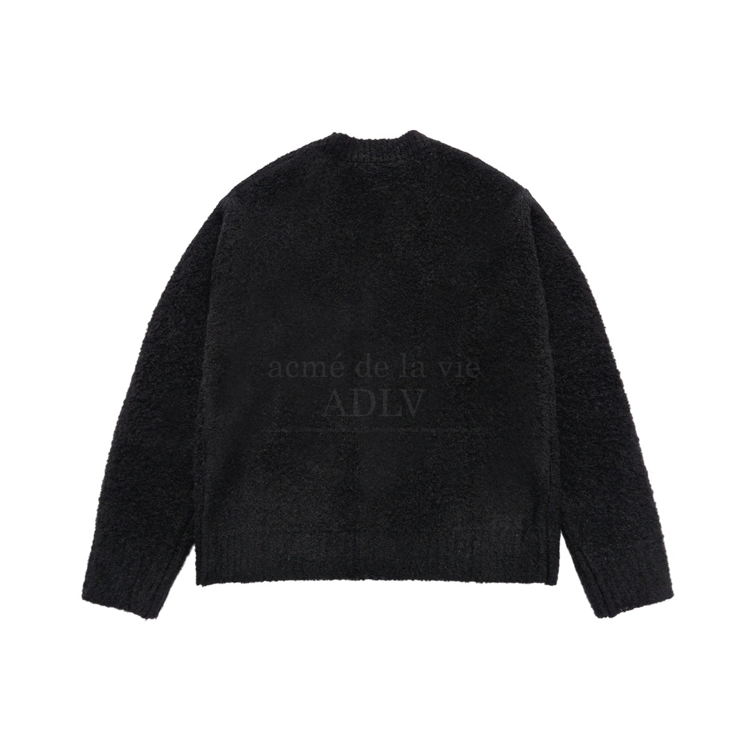 V NECK BOUCLE CARDIGAN BLACK