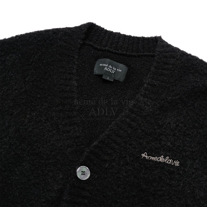V NECK BOUCLE CARDIGAN BLACK
