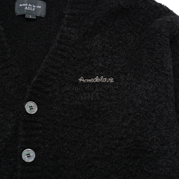 V NECK BOUCLE CARDIGAN BLACK