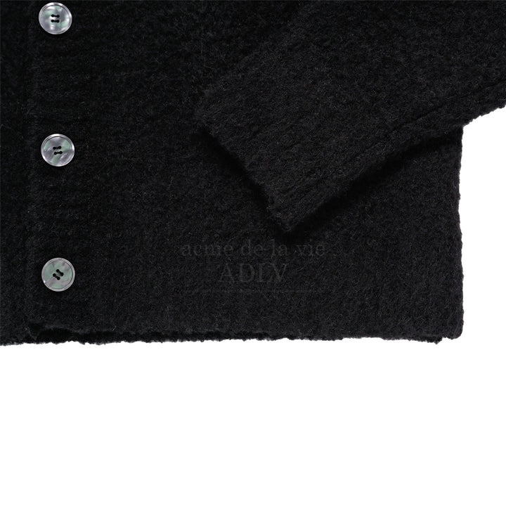 V NECK BOUCLE CARDIGAN BLACK