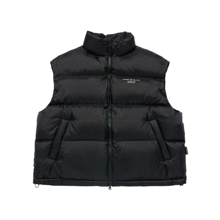 ADLV X HOSHI BASIC LOGO OVERSIZE SHORT DUCK DOWN VEST BLACK