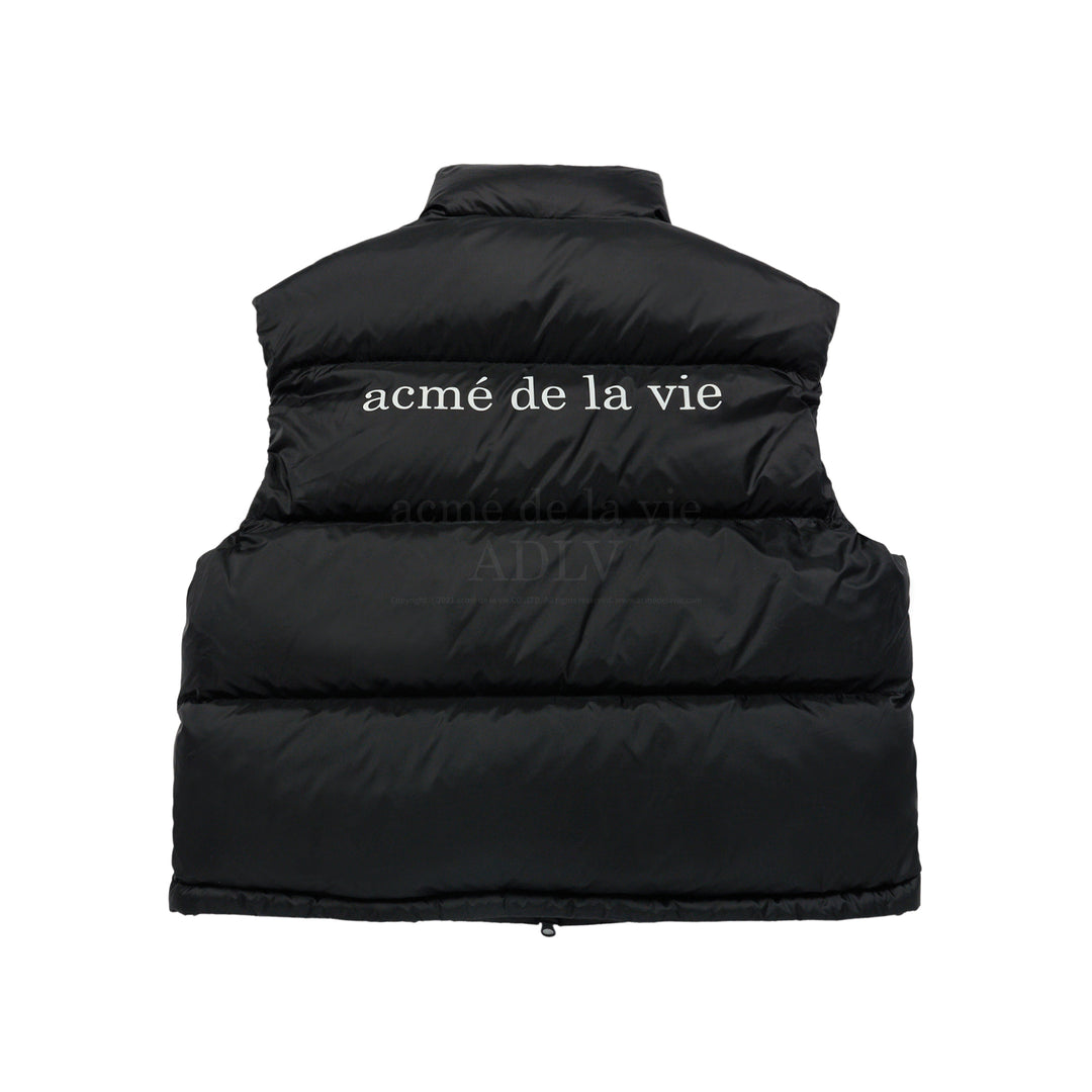 ADLV X HOSHI BASIC LOGO OVERSIZE SHORT DUCK DOWN VEST BLACK