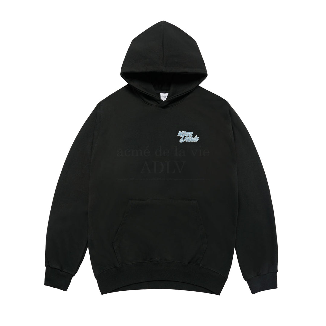 ADLV ROUND SCRIPT BOUCLE LOGO HOODIE GREY