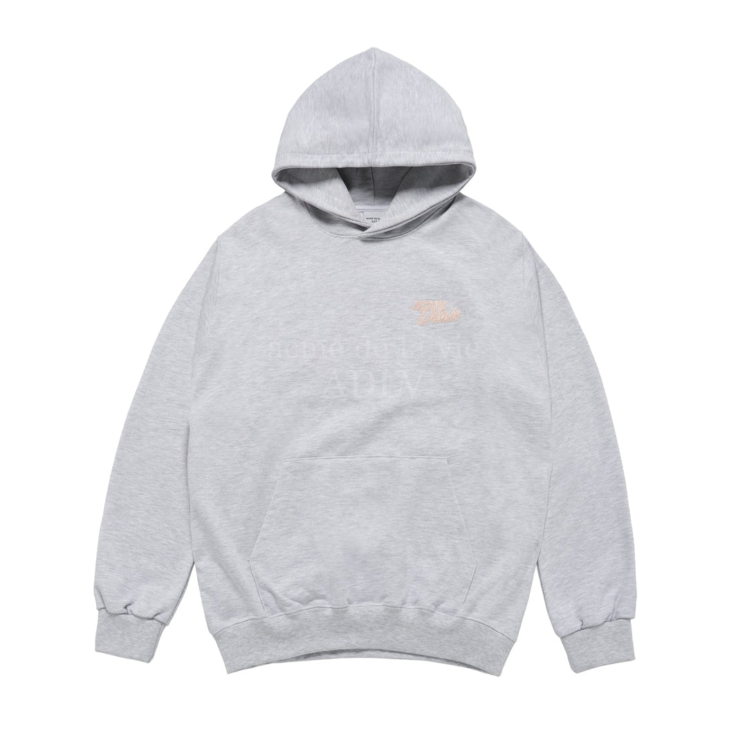 ADLV ROUND SCRIPT BOUCLE LOGO HOODIE GREY