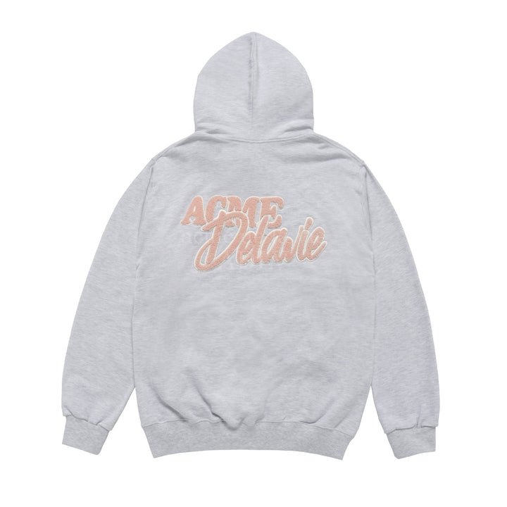 ADLV ROUND SCRIPT BOUCLE LOGO HOODIE GREY