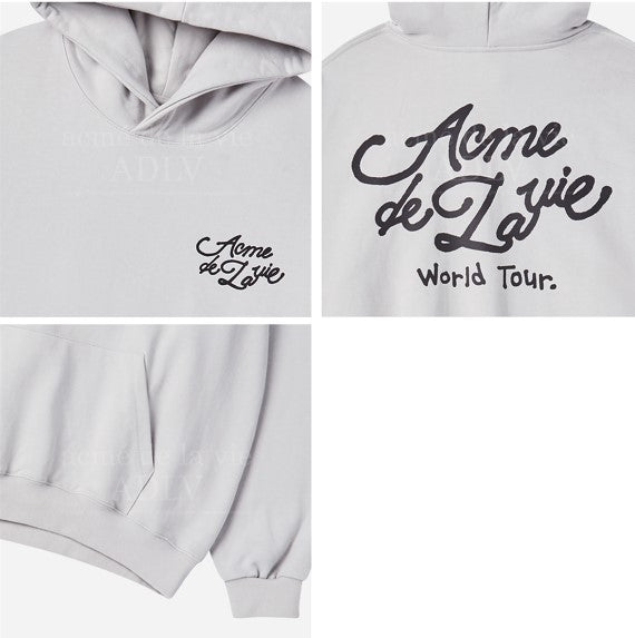 ADLV X HOSHI WORLD TOUR SCRIPT LOGO HOODIE GREY