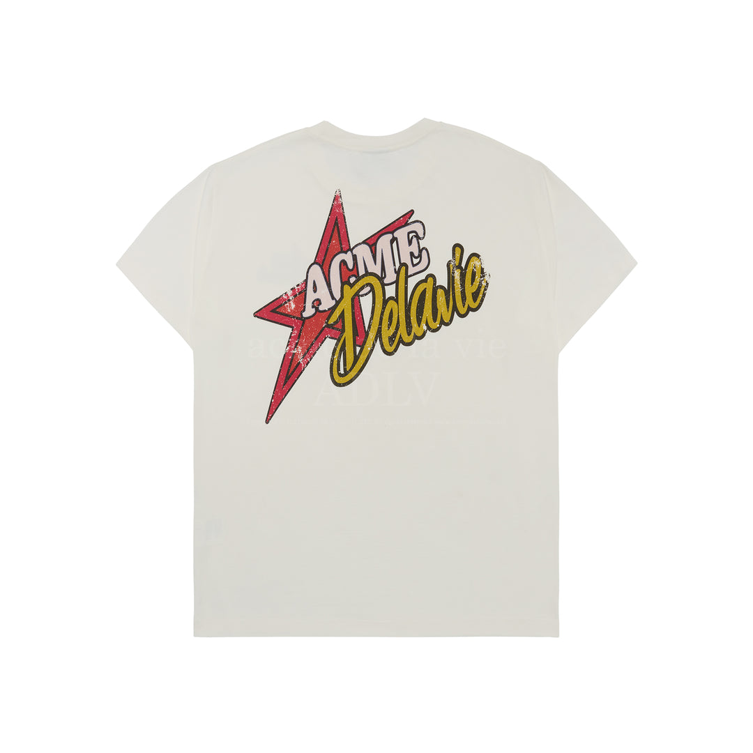 ADLV X HOSHI CRACK STAR LOGO SHORT SLEEVE T-SHIRT CREAM