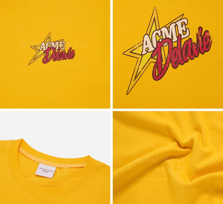 ADLV X HOSHI CRACK STAR LOGO SHORT SLEEVE T-SHIRT YELLOW