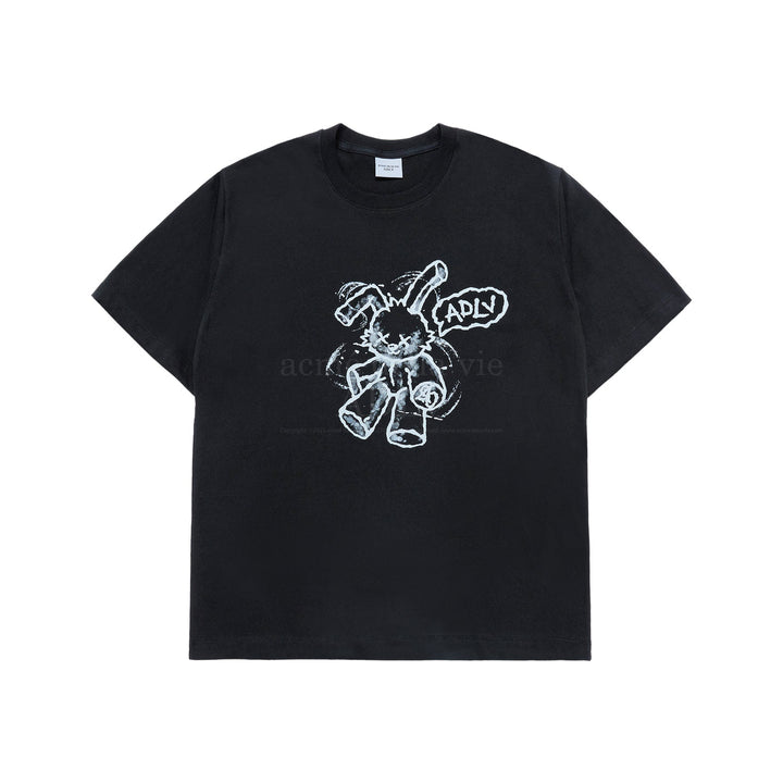 ADLV HANDSKETCH RABBIT SHORT SLEEVE T-SHIRT BLACK