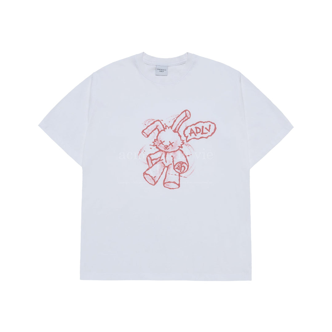 ADLV HANDSKETCH RABBIT SHORT SLEEVE T-SHIRT WHITE