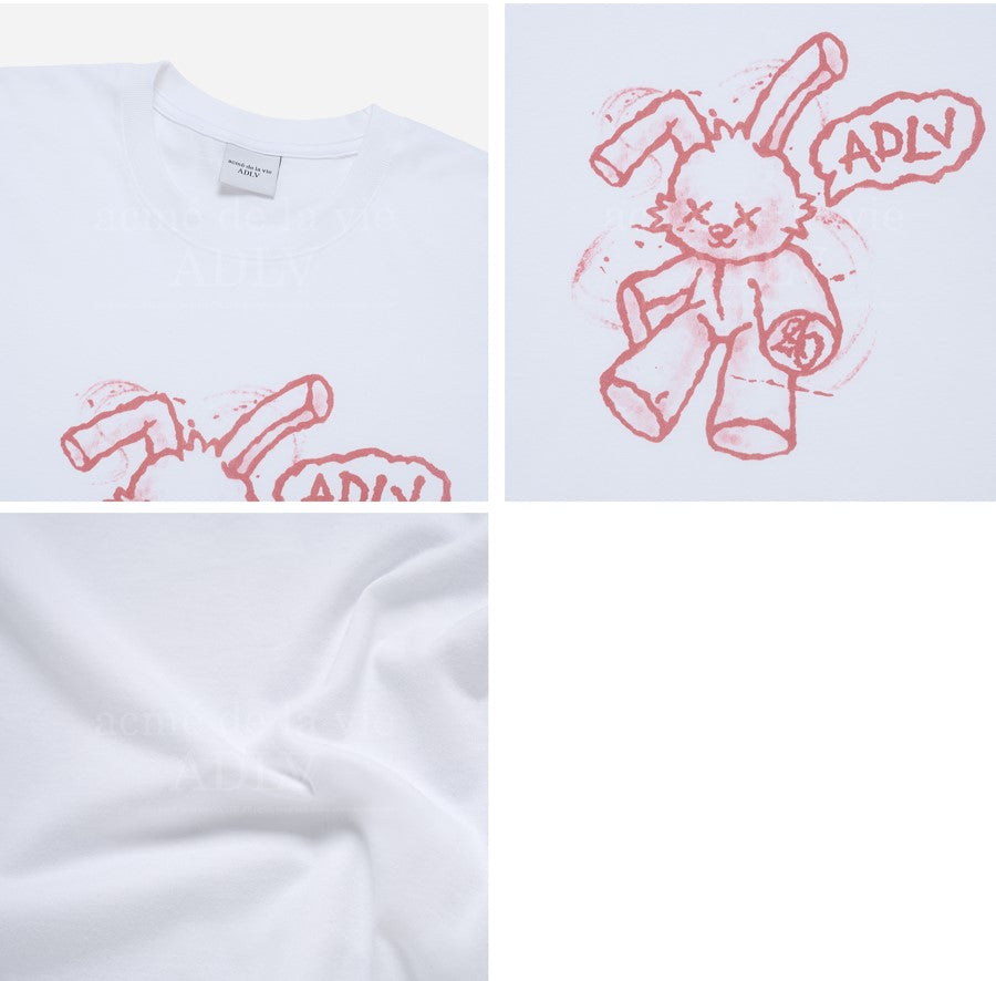 ADLV HANDSKETCH RABBIT SHORT SLEEVE T-SHIRT WHITE