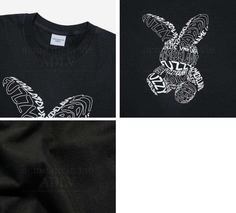 LETTERING RABBIT SHORT SLEEVE T-SHIRT BLACK