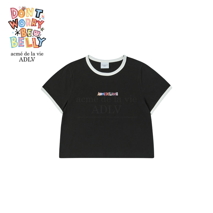 BELLY COLLAGE LOGO CROP SHORT SLEEVE T-SHIRT BLACK