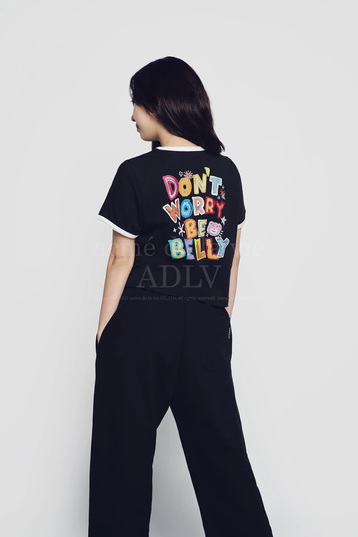 BELLY COLLAGE LOGO CROP SHORT SLEEVE T-SHIRT BLACK